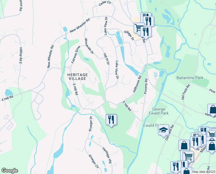 map of restaurants, bars, coffee shops, grocery stores, and more near 673 Lake View Drive in Southbury