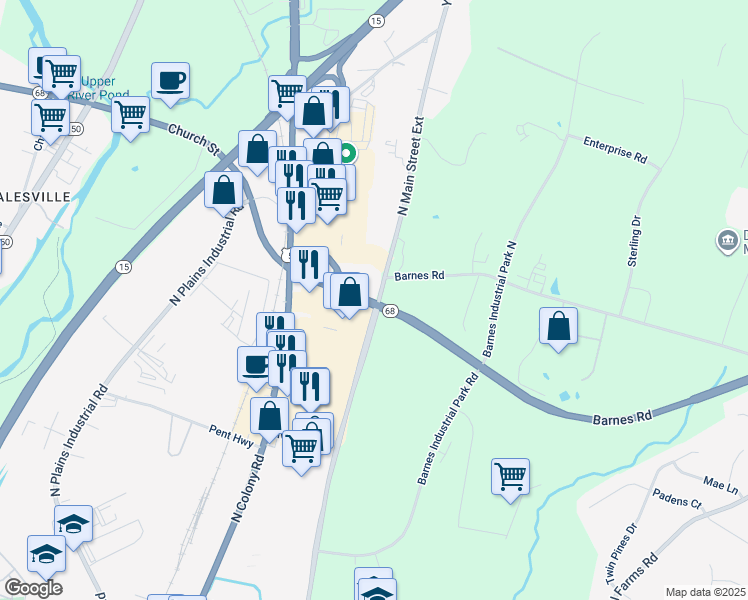 map of restaurants, bars, coffee shops, grocery stores, and more near 960 North Main Street Ext in Wallingford