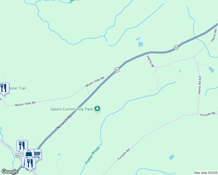 map of restaurants, bars, coffee shops, grocery stores, and more near 181 Norwich Road in Salem