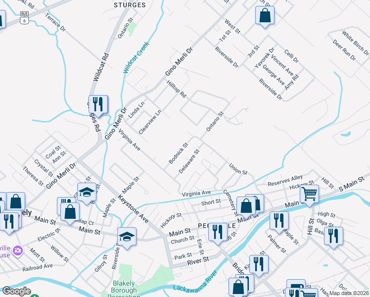 map of restaurants, bars, coffee shops, grocery stores, and more near 461 Bagnick St in Blakely