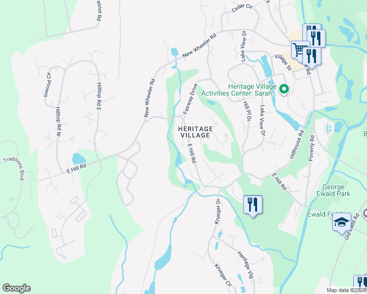 map of restaurants, bars, coffee shops, grocery stores, and more near 168 North Durkee Hill Lane in Southbury