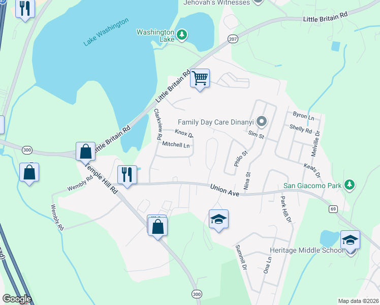 map of restaurants, bars, coffee shops, grocery stores, and more near 28 Knox Drive in New Windsor
