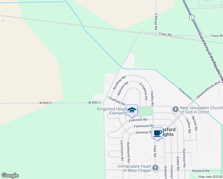 map of restaurants, bars, coffee shops, grocery stores, and more near 3806 Nordway Road in La Porte