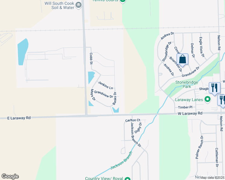 map of restaurants, bars, coffee shops, grocery stores, and more near 1762 Banks Drive in New Lenox
