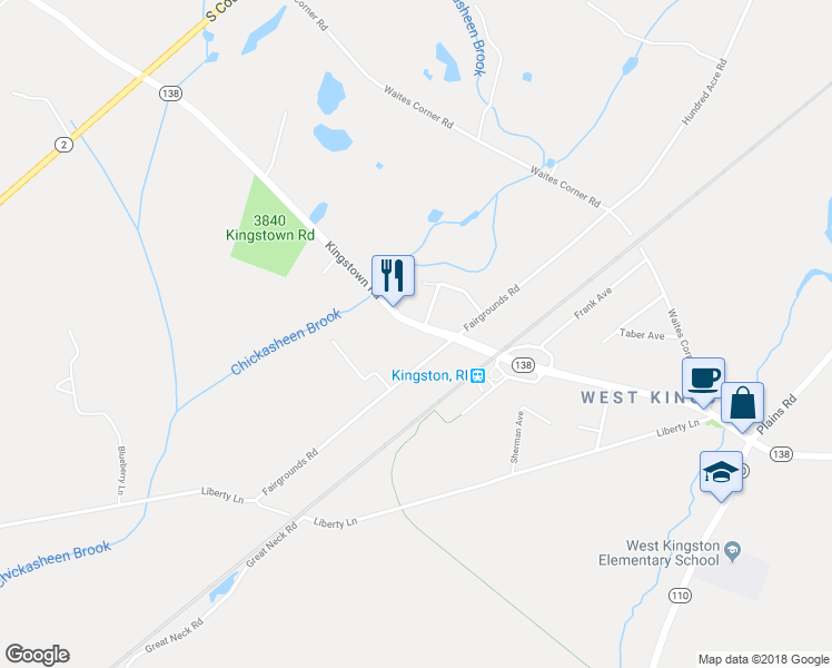 map of restaurants, bars, coffee shops, grocery stores, and more near 3682 Kingstown Road in South Kingstown