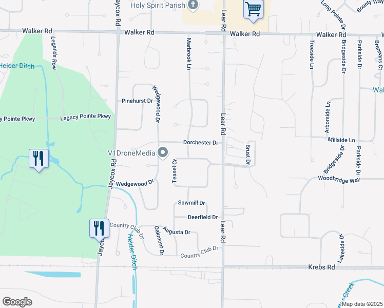 map of restaurants, bars, coffee shops, grocery stores, and more near 637 Marbrook Lane in Avon Lake