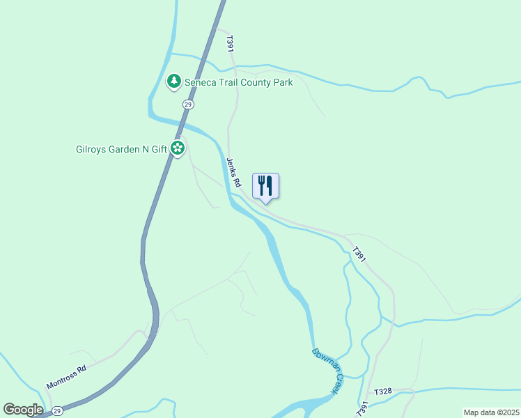 map of restaurants, bars, coffee shops, grocery stores, and more near 151 Jenks Road in Tunkhannock