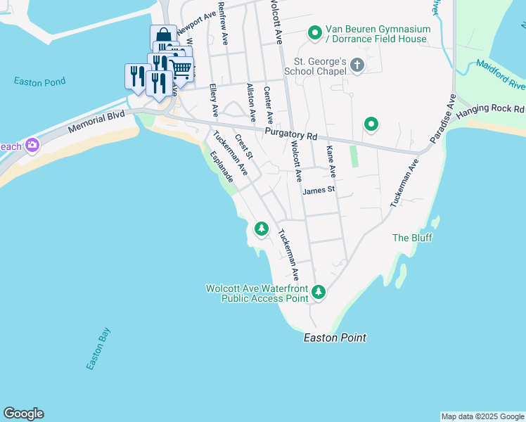 map of restaurants, bars, coffee shops, grocery stores, and more near 173 Tuckerman Avenue in Middletown