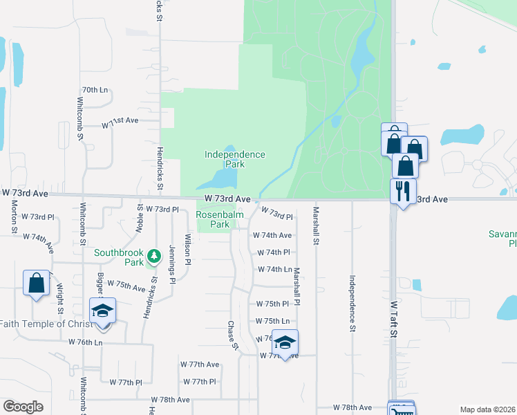 map of restaurants, bars, coffee shops, grocery stores, and more near 7304 Taney Pl in Merrillville