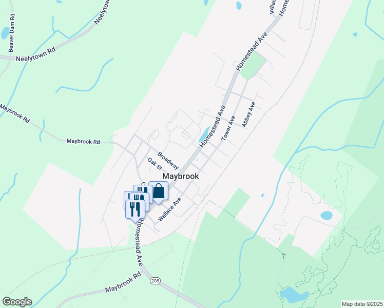 map of restaurants, bars, coffee shops, grocery stores, and more near 407 Homestead Avenue in Maybrook