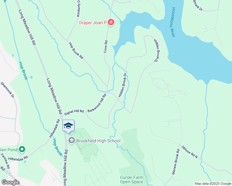 map of restaurants, bars, coffee shops, grocery stores, and more near 2 Hidden Brook Drive in Brookfield