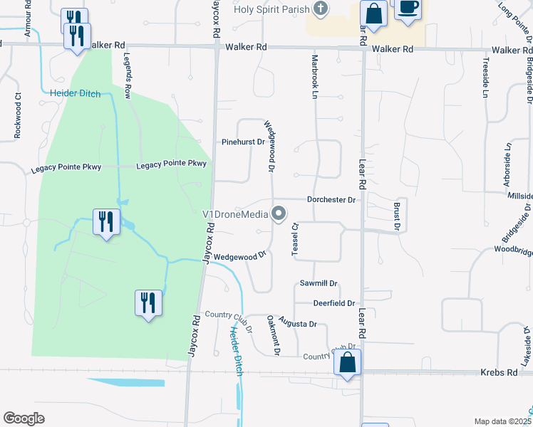 map of restaurants, bars, coffee shops, grocery stores, and more near 698 Wedgewood Drive in Avon Lake