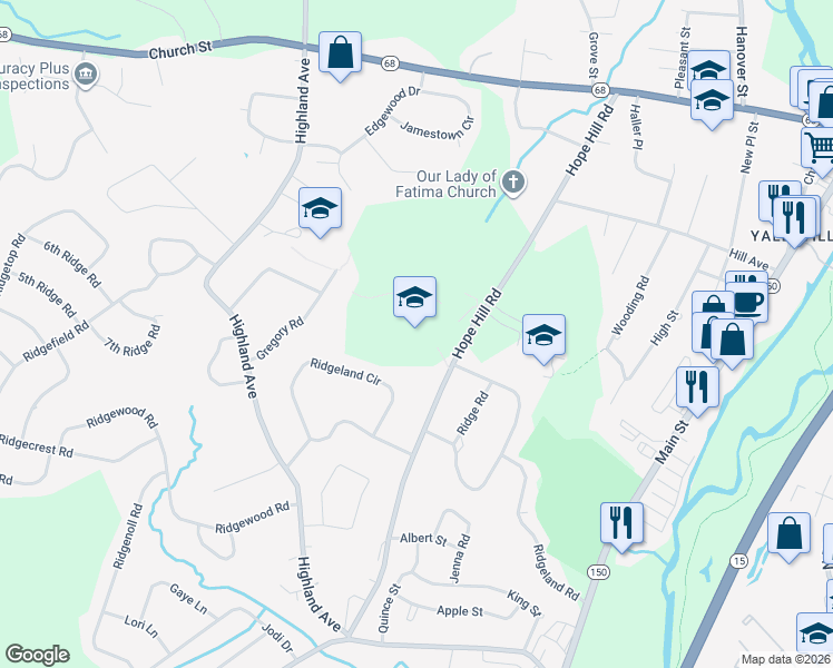 map of restaurants, bars, coffee shops, grocery stores, and more near 142 Hope Hill Road in Wallingford