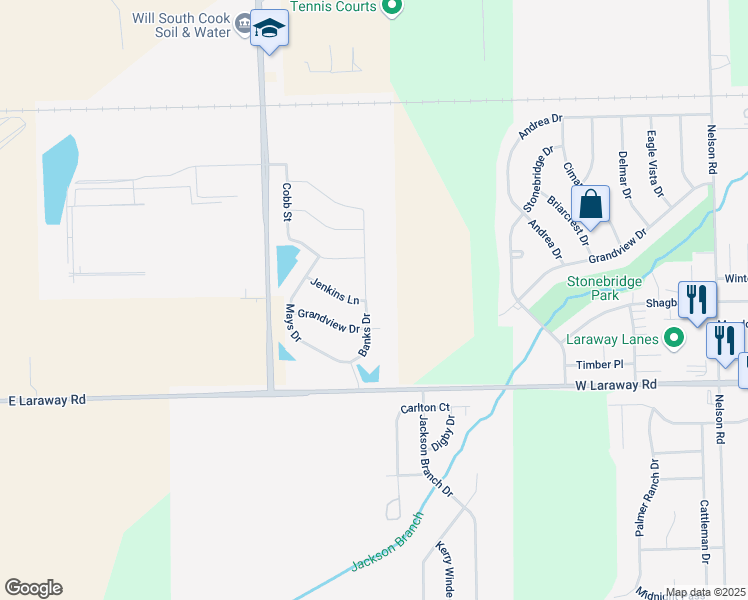 map of restaurants, bars, coffee shops, grocery stores, and more near 1762 Banks Drive in New Lenox