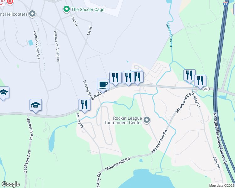 map of restaurants, bars, coffee shops, grocery stores, and more near 1037 Little Britain Road in New Windsor