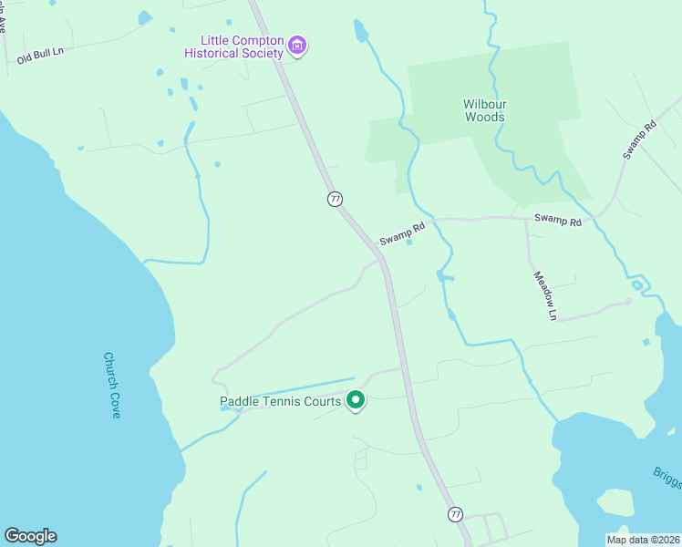 map of restaurants, bars, coffee shops, grocery stores, and more near 619 West Main Road in Little Compton