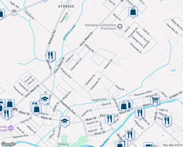 map of restaurants, bars, coffee shops, grocery stores, and more near 461 Bagnick St in Blakely