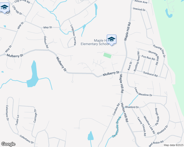 map of restaurants, bars, coffee shops, grocery stores, and more near Mulberry Street & Cadbury Place in Naugatuck