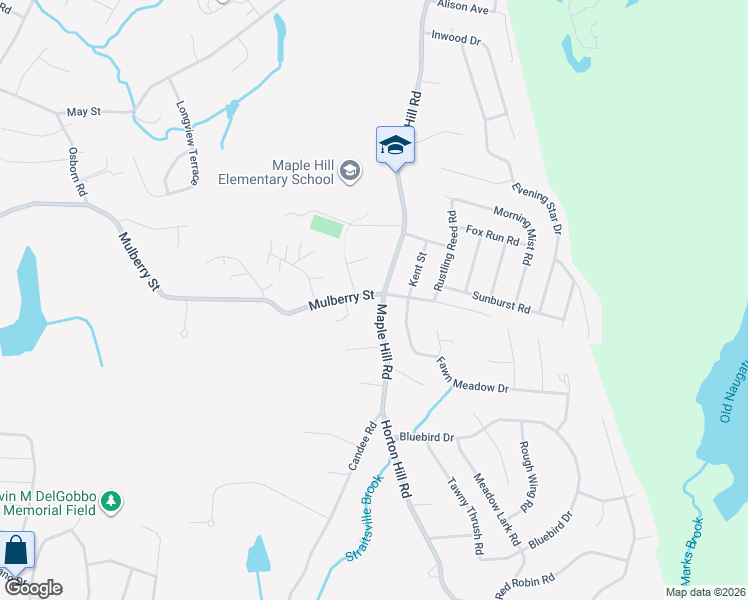 map of restaurants, bars, coffee shops, grocery stores, and more near 501 Mulberry Street in Naugatuck