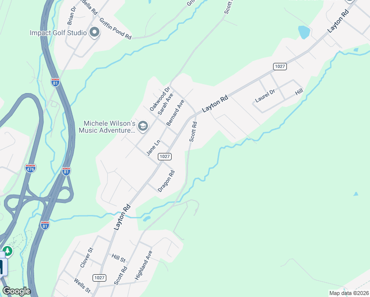 map of restaurants, bars, coffee shops, grocery stores, and more near 819 Scott Road in Lackawanna County