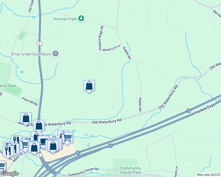 map of restaurants, bars, coffee shops, grocery stores, and more near 137 Southwood Terrace in Southbury