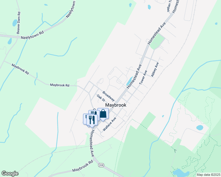 map of restaurants, bars, coffee shops, grocery stores, and more near 501 Homestead Avenue in Maybrook