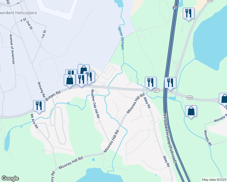 map of restaurants, bars, coffee shops, grocery stores, and more near 30 Brown's Drive in New Windsor