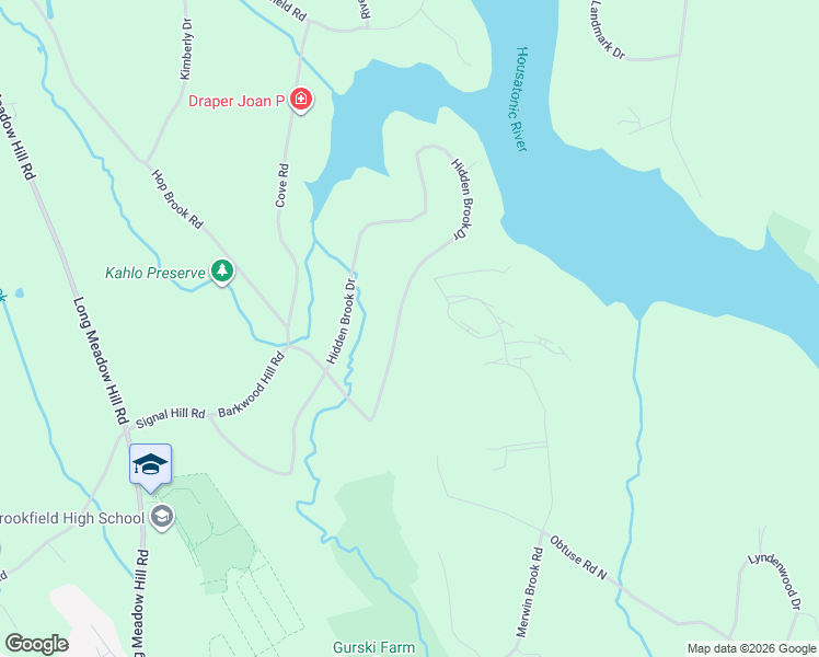 map of restaurants, bars, coffee shops, grocery stores, and more near 40 Hidden Brook Drive in Brookfield