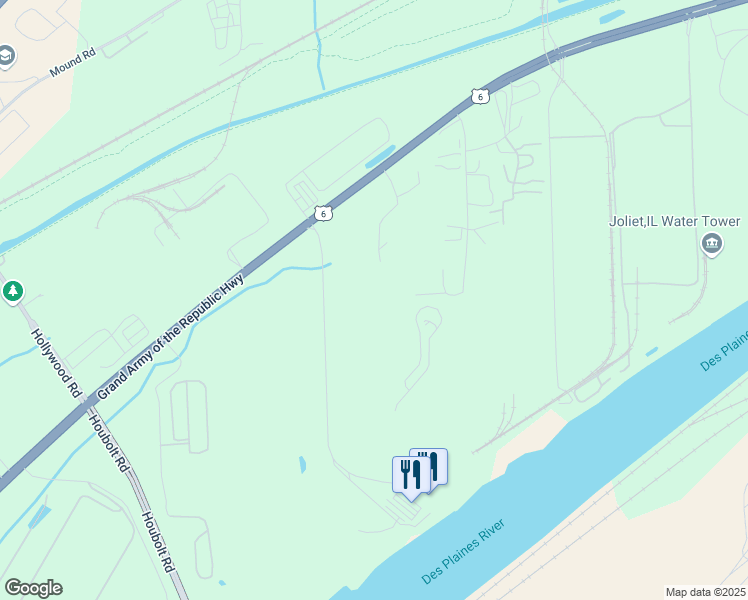 map of restaurants, bars, coffee shops, grocery stores, and more near 1704 Alexandria Drive in Joliet