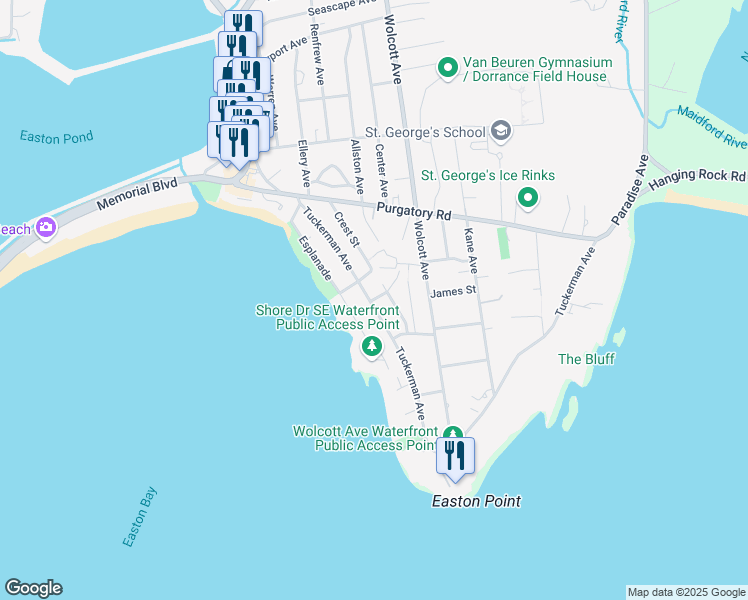 map of restaurants, bars, coffee shops, grocery stores, and more near 173 Tuckerman Avenue in Middletown