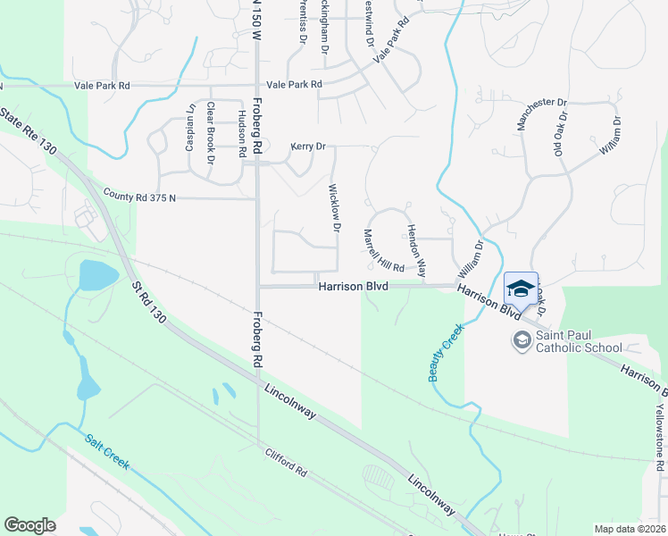map of restaurants, bars, coffee shops, grocery stores, and more near 2274-2308 Harrison Boulevard in Valparaiso