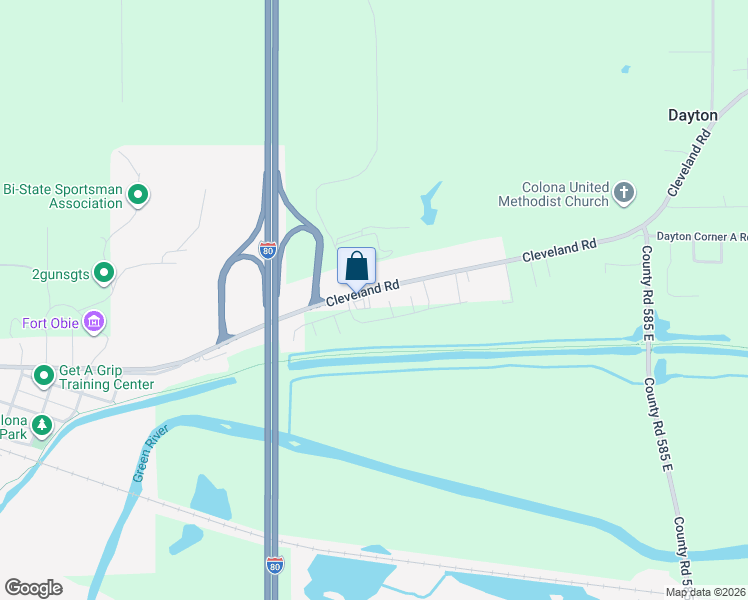 map of restaurants, bars, coffee shops, grocery stores, and more near 1442 Cleveland Road in Colona