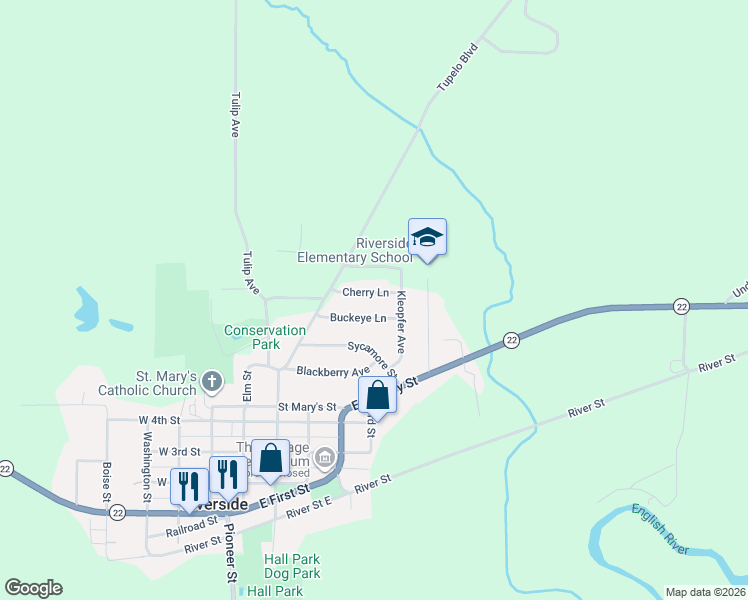 map of restaurants, bars, coffee shops, grocery stores, and more near 505 Galileo Drive in Riverside