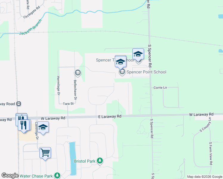 map of restaurants, bars, coffee shops, grocery stores, and more near 1705 Brogan Drive in New Lenox