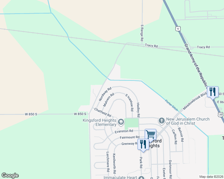 map of restaurants, bars, coffee shops, grocery stores, and more near 3806-3826 Nordway Road in Union Mills