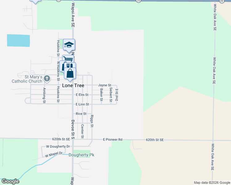 map of restaurants, bars, coffee shops, grocery stores, and more near Seibert Street in Lone Tree