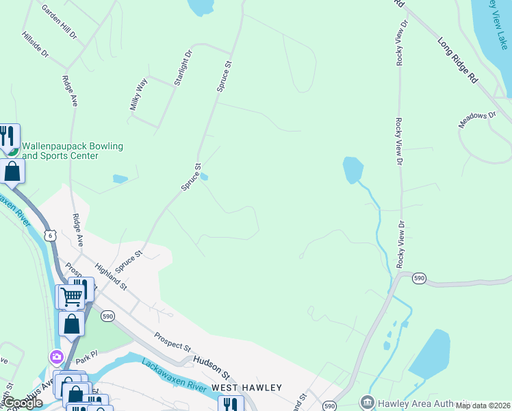 map of restaurants, bars, coffee shops, grocery stores, and more near 29 Strait Ln in Hawley