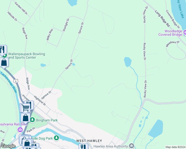 map of restaurants, bars, coffee shops, grocery stores, and more near 29 Strait Ln in Hawley