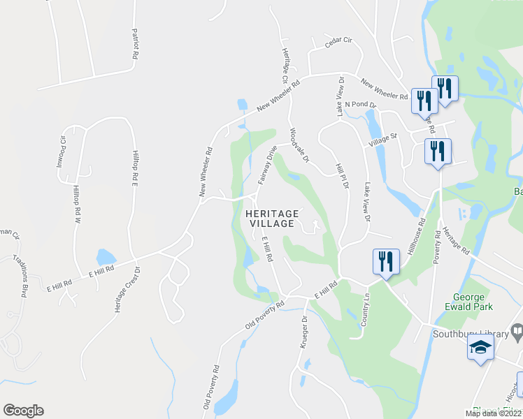 map of restaurants, bars, coffee shops, grocery stores, and more near 125 North Durkee Hill Lane in Southbury