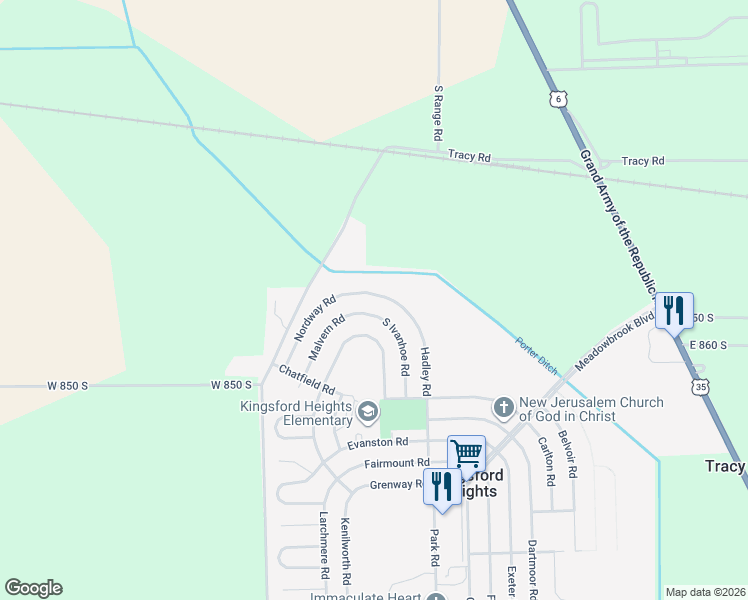 map of restaurants, bars, coffee shops, grocery stores, and more near 4011 Nordway Road in La Porte