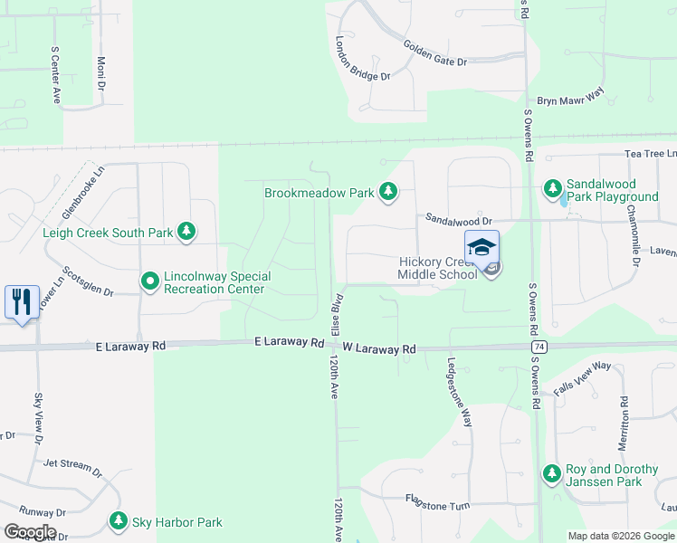map of restaurants, bars, coffee shops, grocery stores, and more near 11969 Alana Lane in Frankfort