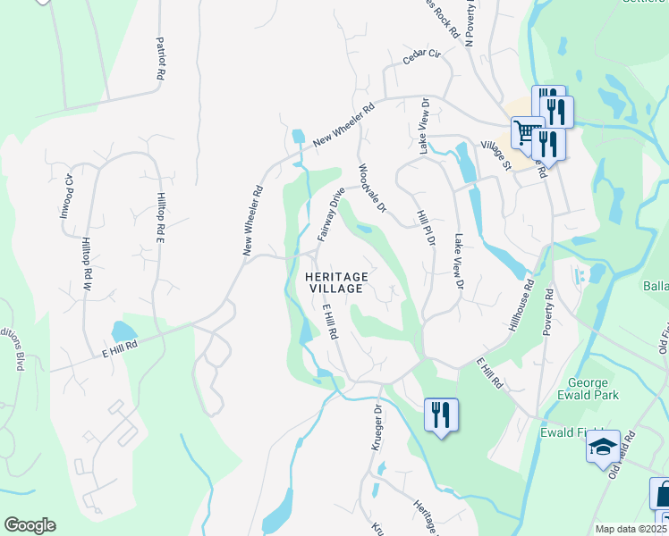 map of restaurants, bars, coffee shops, grocery stores, and more near 168 North Durkee Hill Lane in Southbury