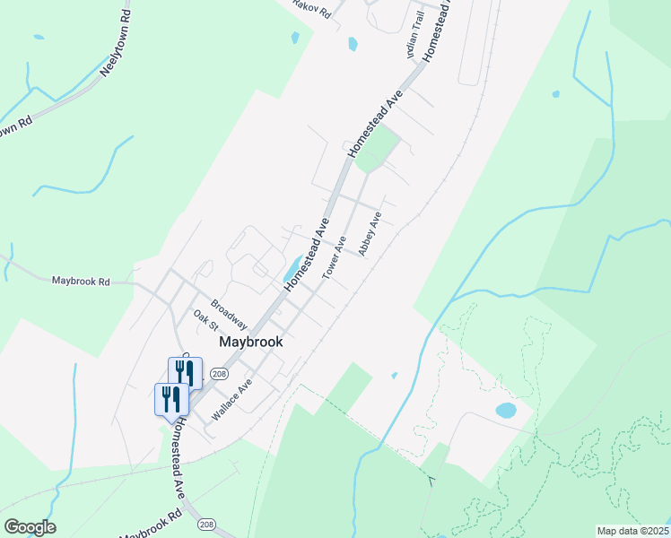 map of restaurants, bars, coffee shops, grocery stores, and more near 707 Tower Avenue in Maybrook