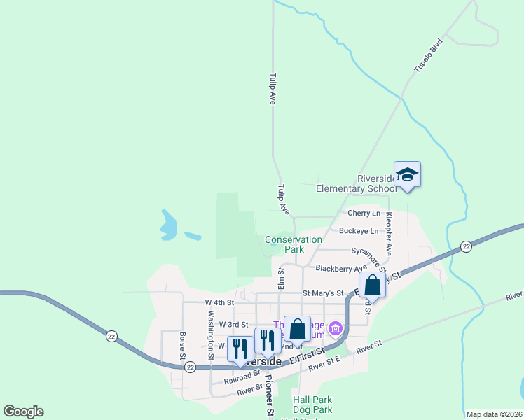 map of restaurants, bars, coffee shops, grocery stores, and more near 1155 Tulip Avenue in Riverside