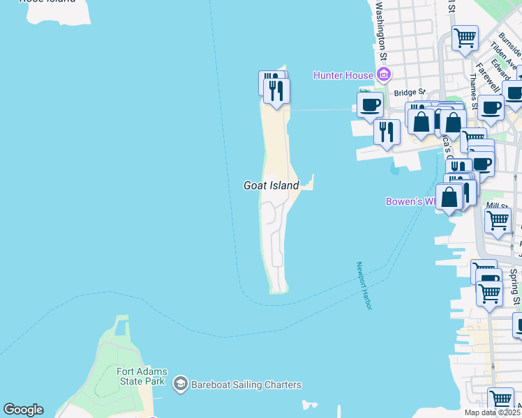 map of restaurants, bars, coffee shops, grocery stores, and more near 1520 Capella South in Newport