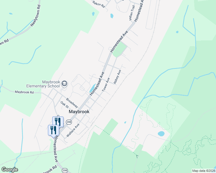 map of restaurants, bars, coffee shops, grocery stores, and more near 707 Tower Avenue in Maybrook