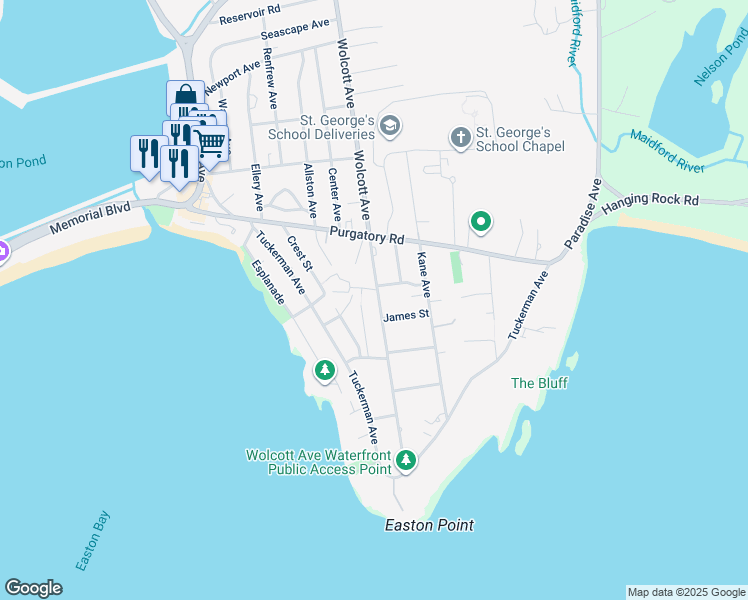 map of restaurants, bars, coffee shops, grocery stores, and more near 2 Easton Terrace in Middletown