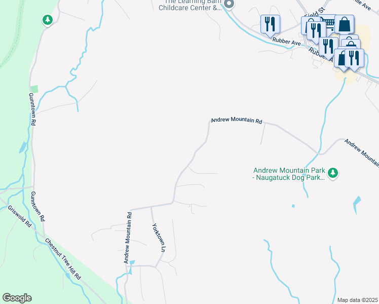 map of restaurants, bars, coffee shops, grocery stores, and more near 680 Andrew Mountain Road in Naugatuck