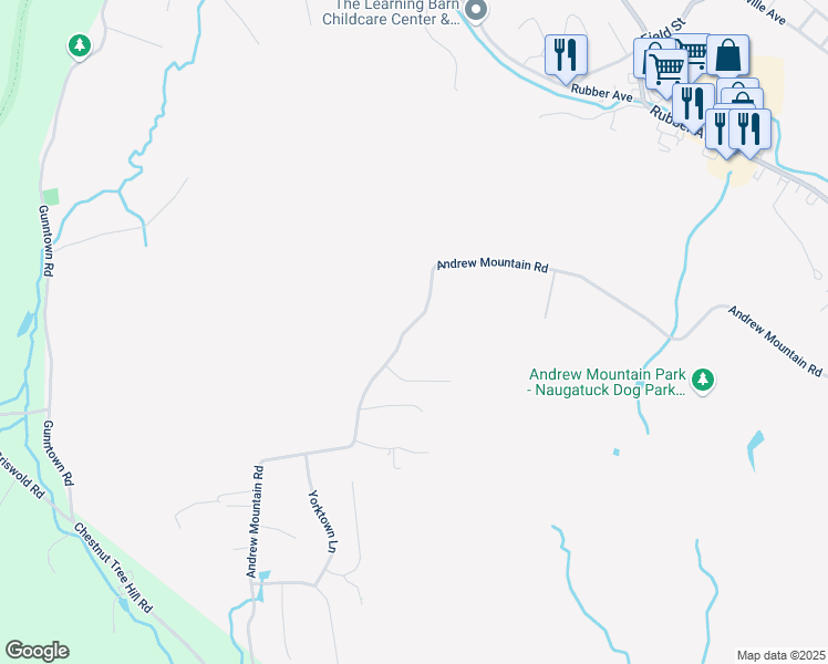 map of restaurants, bars, coffee shops, grocery stores, and more near 680 Andrew Mountain Road in Naugatuck
