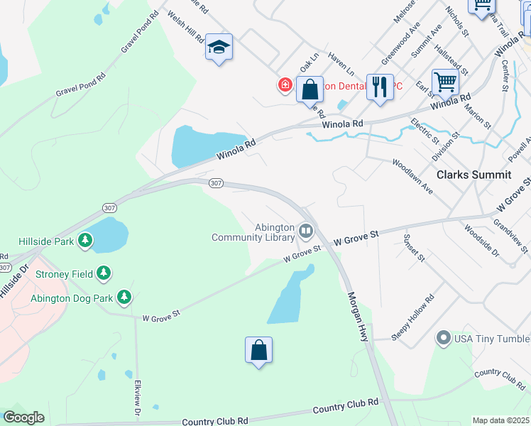 map of restaurants, bars, coffee shops, grocery stores, and more near 34 Hedge Row Run in Clarks Summit